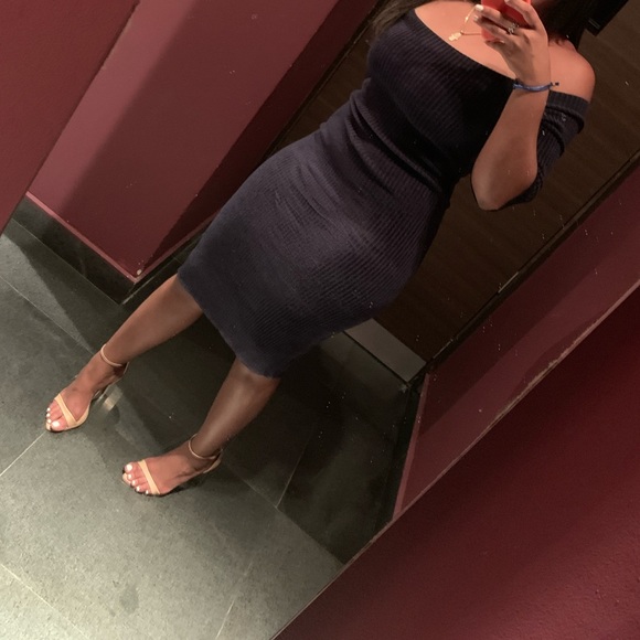 Helmut Lang Women's Blue Midi Tight Dress - Picture 3 of 4